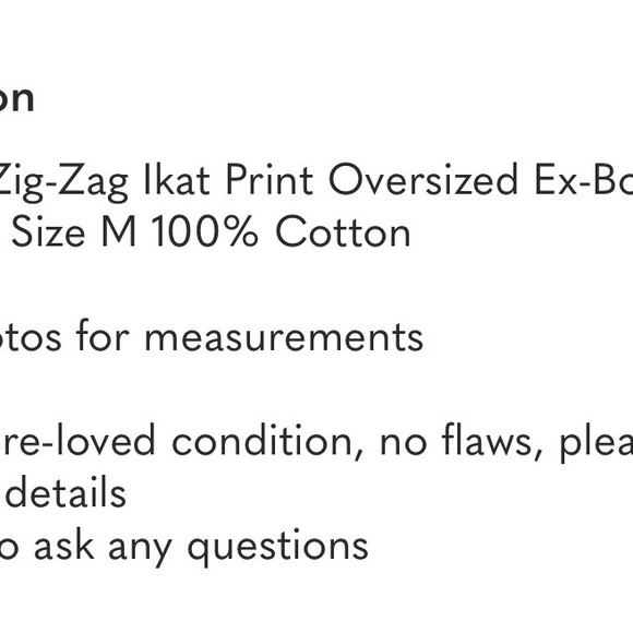 Madewell Ikat Oversized Ex Boyfriend Shirt Size L - Picture 6 of 6